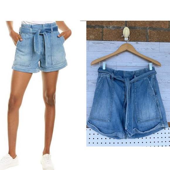 AMO Shorts Blue Finder Keepers Paperbag Denim Women size 27 - Picture 1 of 13